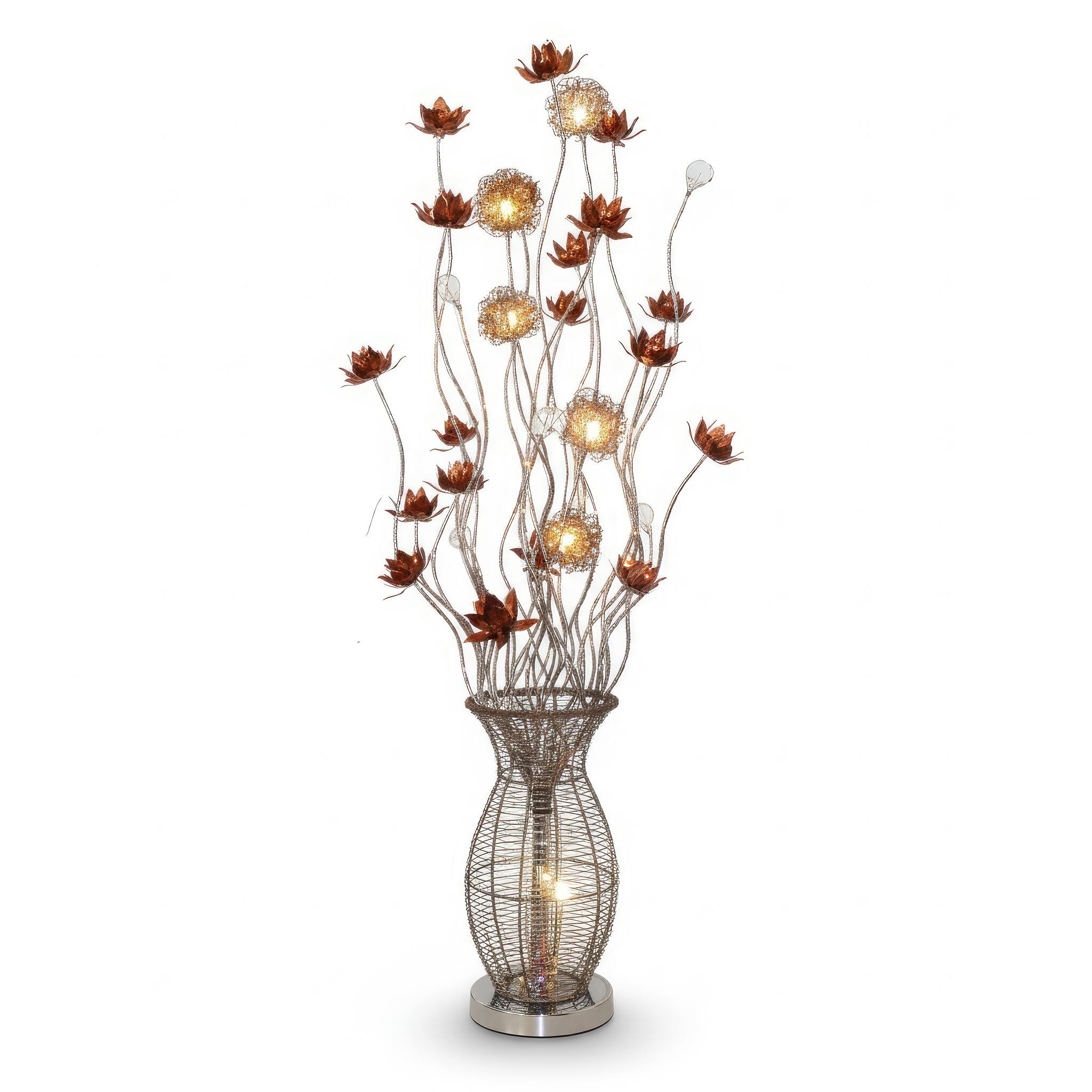 Angle. FC Design - 58"H Coffee Brown Wire Vase with Metallic Floral Stem LED Floor Lamp.