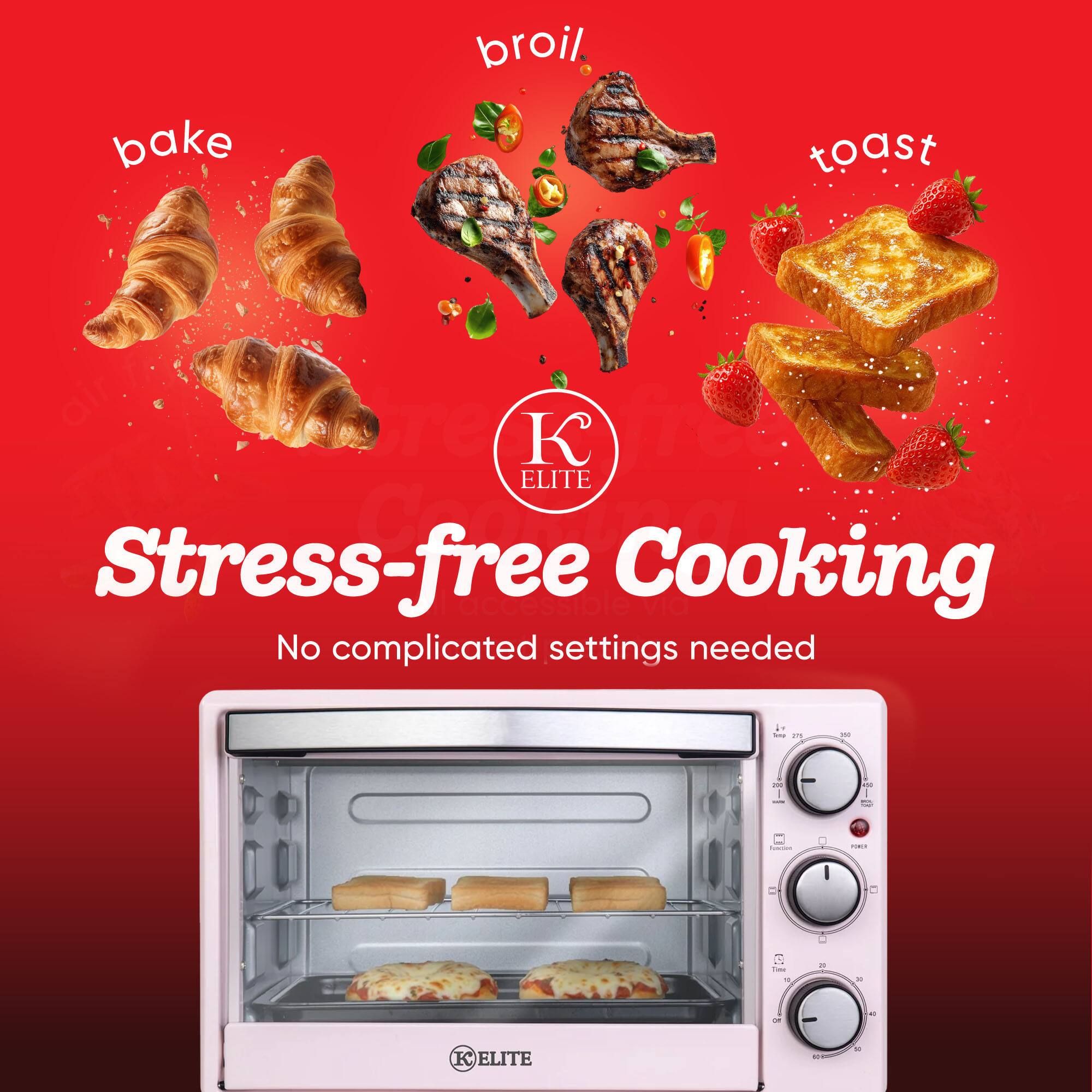 bake  
broil  
toast  

ELITE  
Caring Stress-free accessible Cooking  
No complicated settings needed  

by litta  
300  
TO  
cc  
Function  
POWLY  
THE  

X  
Of  
43  
ELITE
