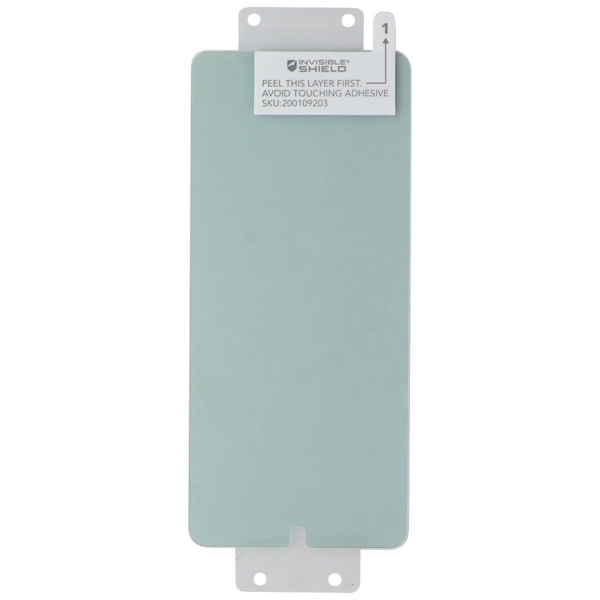 INVISIBLE SHIELD  
PEEL THIS LAYER FIRST. AVOID TOUCHING ADHESIVE  
SKU: 200109203