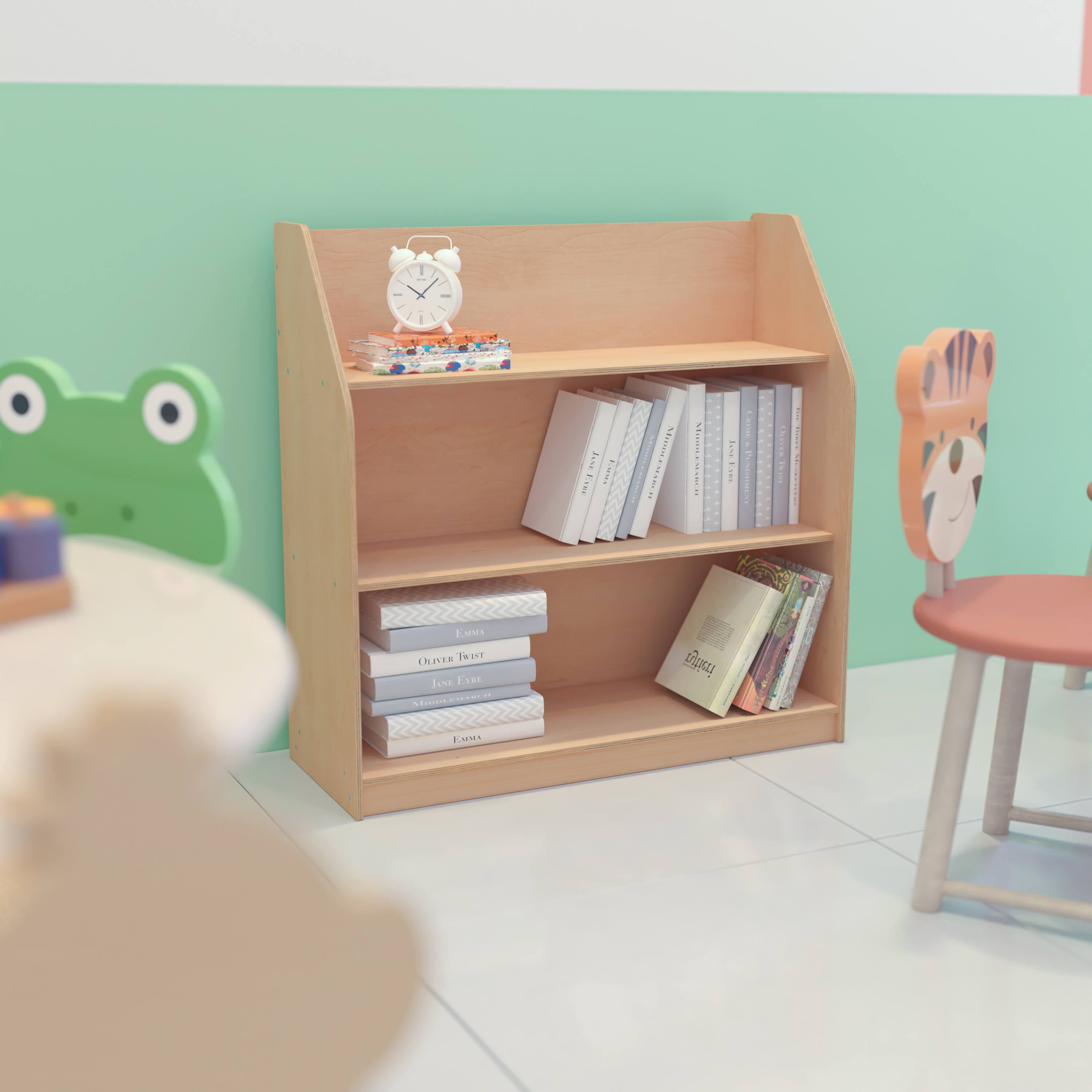 Alt View 16. Alamont Home - Kid Friendly Wooden Bookshelf with 3 Display Shelves - Natural.