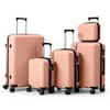 Front. Winado - 12"/16"/20"/24"/28" Carry on 5 Piece PP Hardside Luggage Suitcase Set with Built-in Lock Spinner Wheels Travel Business - Rose Gold.