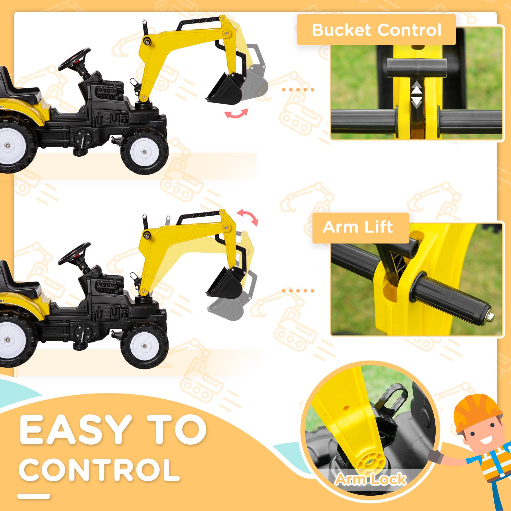 Bucket Control  
Arm Lift  
Arm Lock  

EASY TO CONTROL