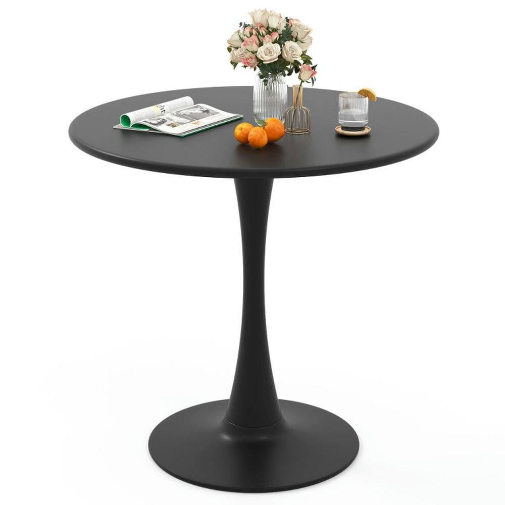 Resenkos - 31.5 In Round Dining Table with Anti-Slip PP Ring- Dining Table, Kitchen Bar Height Table and Chairs - Black