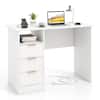 Front. Gymax - Gymax 42.5'' Home Office Desk w/ Power Outlet 3 Storage Drawers & Open Compartment - White, Gold.