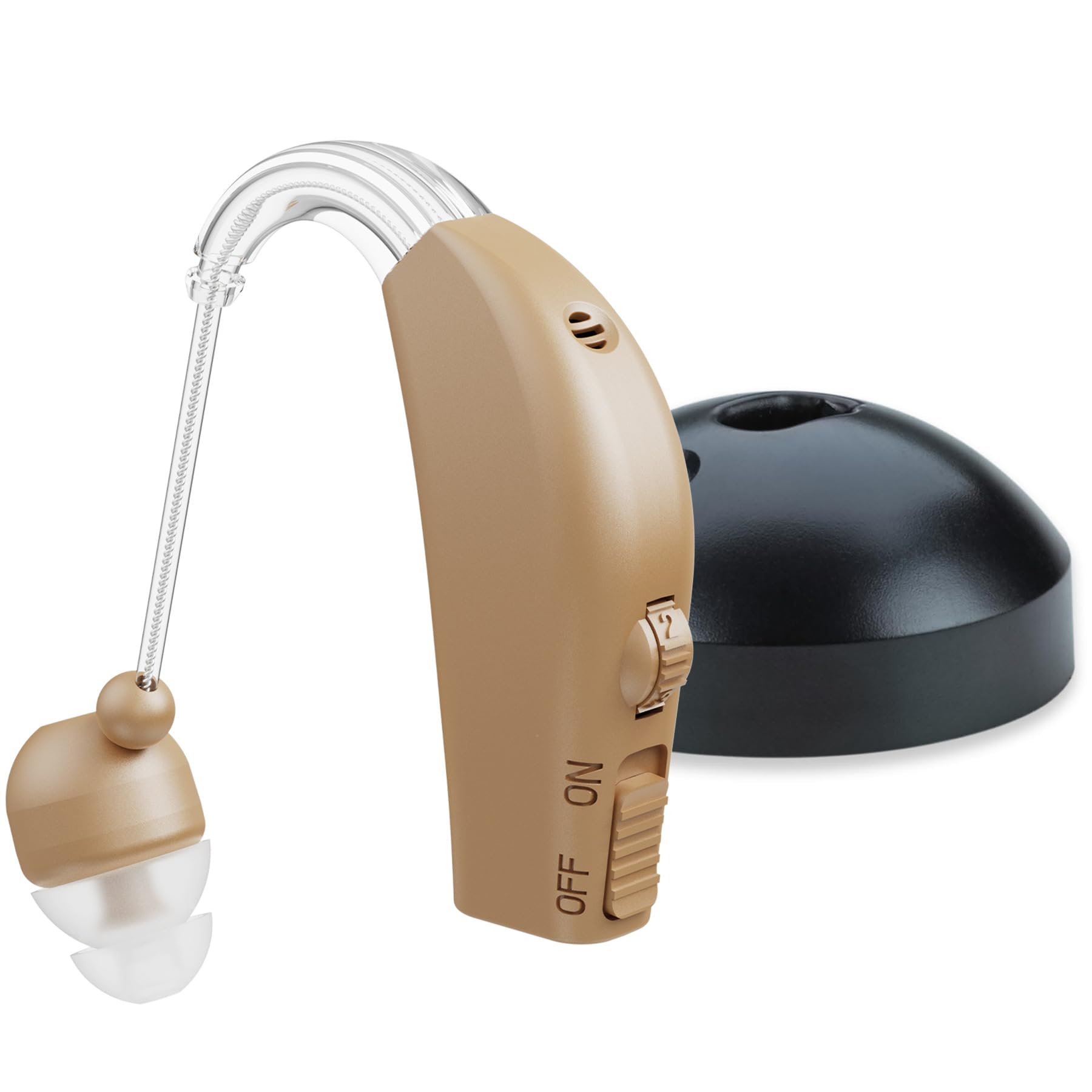 Front. MEDca - MEDca Rechargeable Ear Hearing Amplifier - Sound Amplifier with Rapid Charger - Skin - Beige.