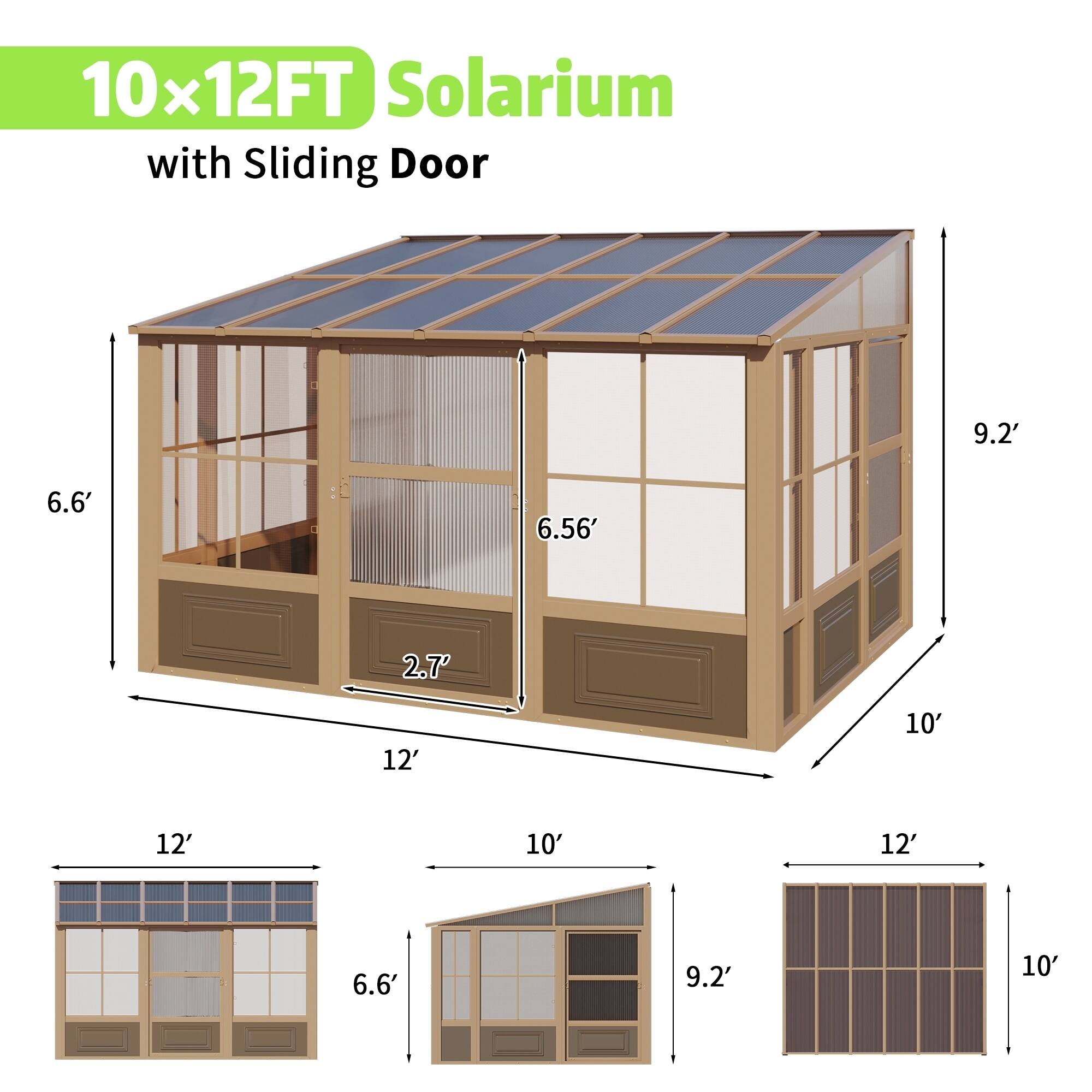 10x12FT Solarium with Sliding Door

- 9.2'
- 6.6'
- 6.56'
- 2.7'
- 12'
- 10'
- 12'
- 10'
- 12'
- 6.6'
- 9.2'
- 10'