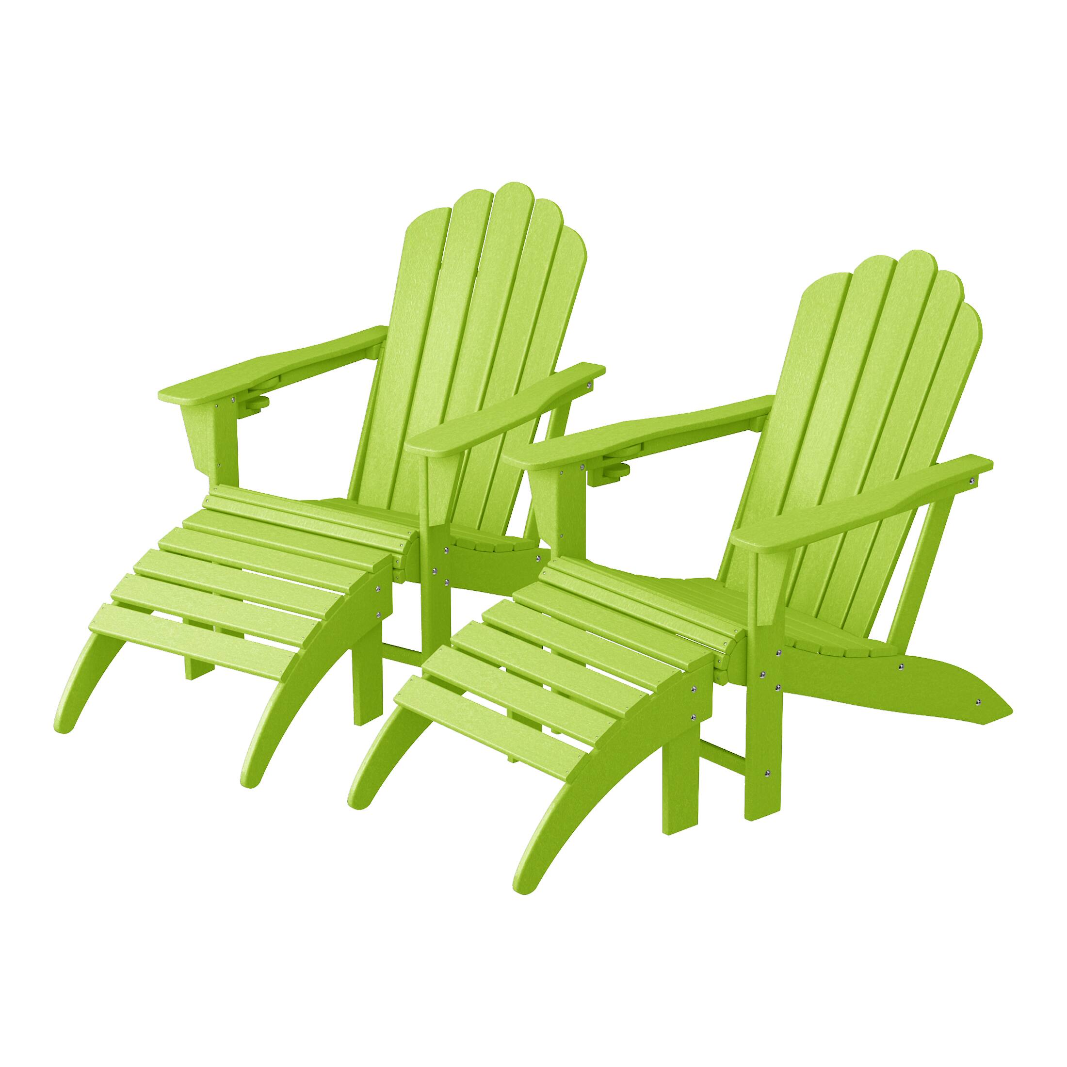 WestinTrends - Highland 4-Piece Outdoor Patio HDPE Adirondack Chairs With Ottomans and Cup Holder Set - Lime price history on PriceWatchPro