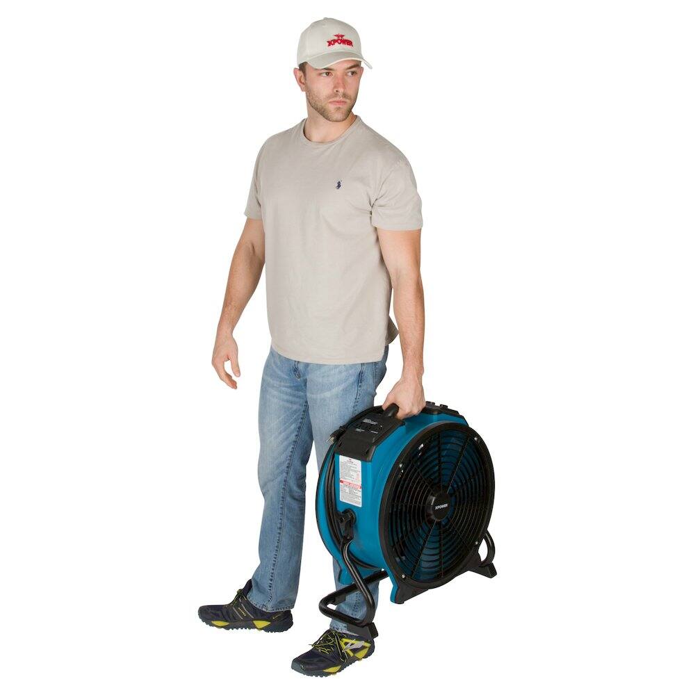 Alt View 4. XPOWER - 1/3 HP 3600 CFM 5 Speed Portable 18" Grade Utility Fan - Blue.