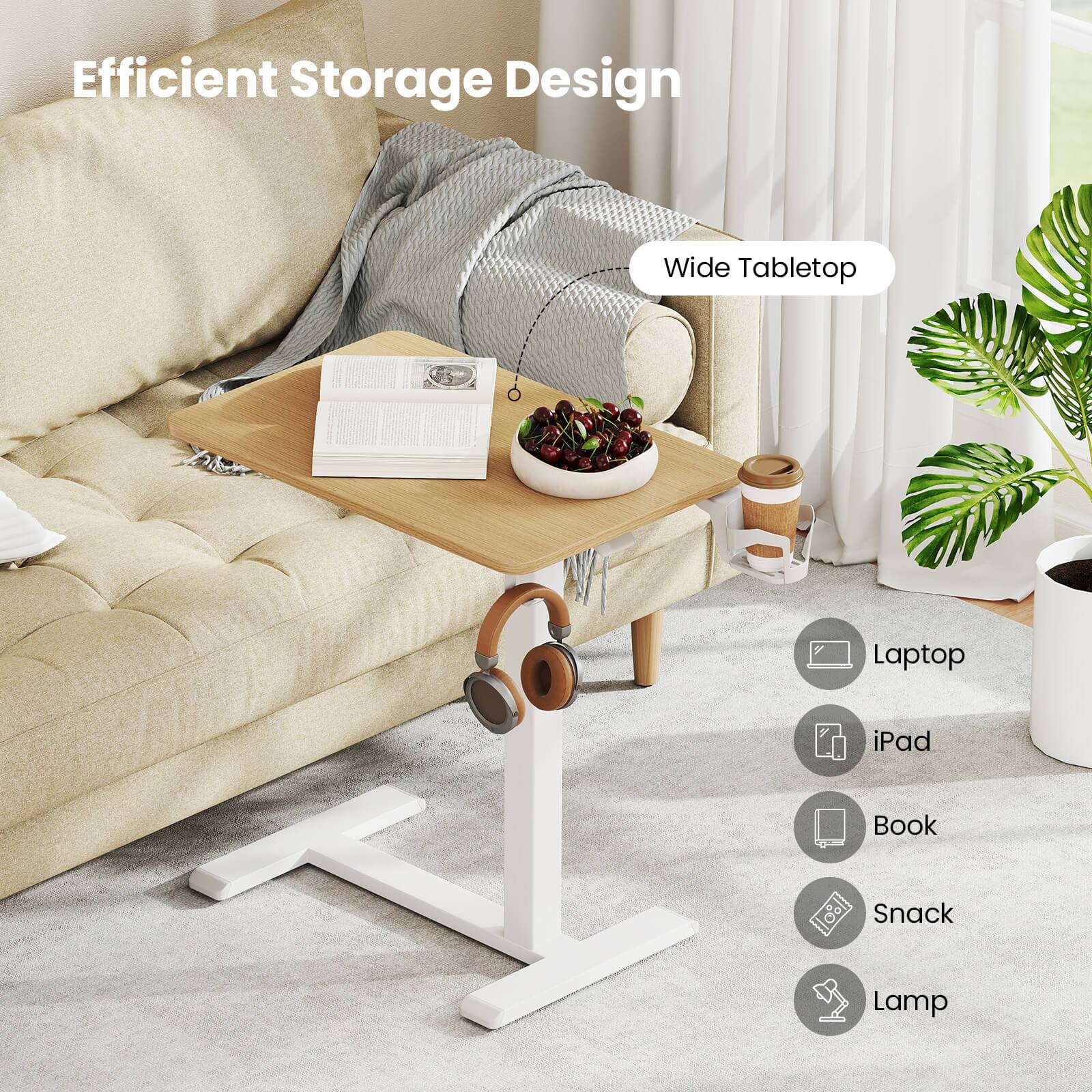 Efficient Storage Design

Wide Tabletop

- Laptop
- iPad
- Book
- Snack
- Lamp