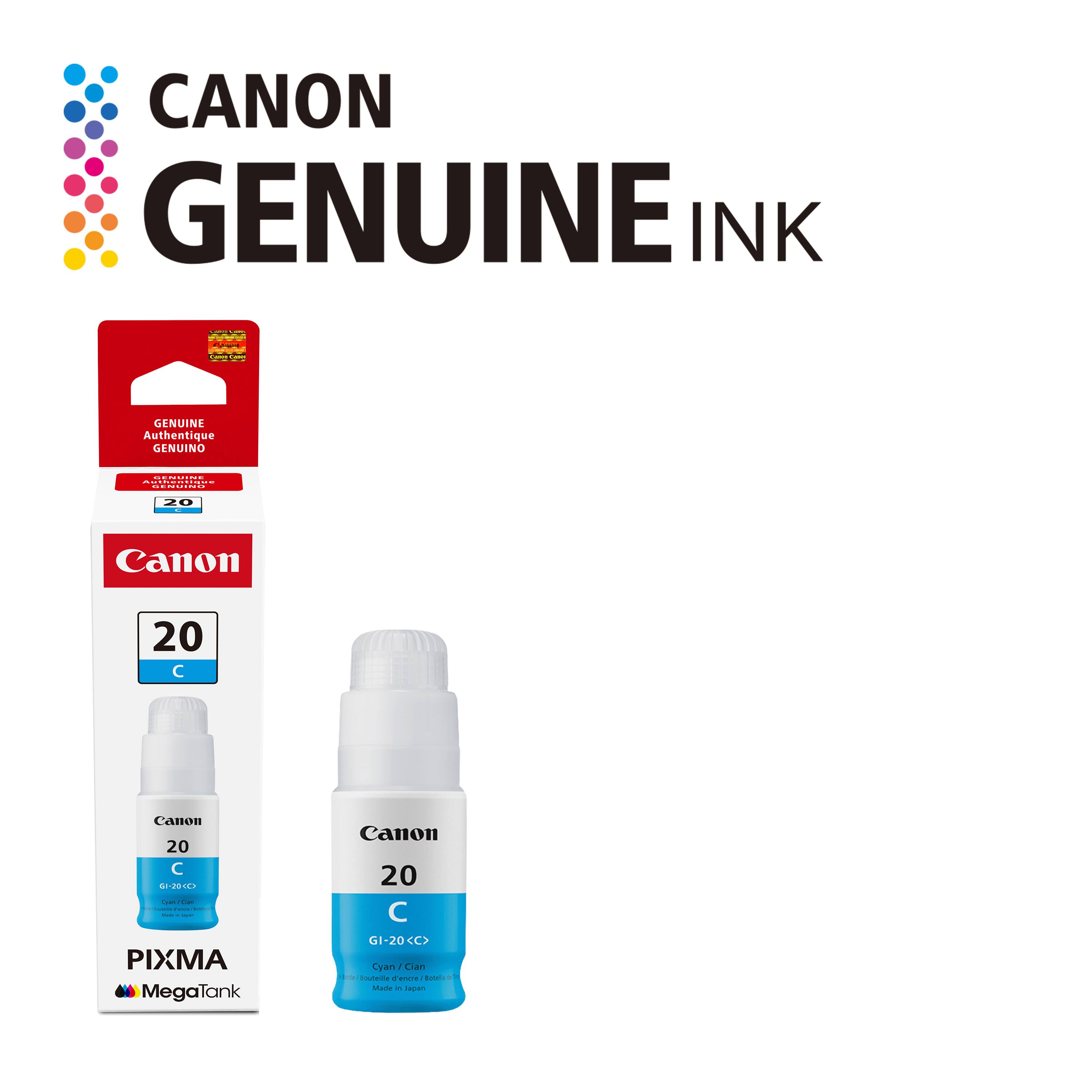 CANON GENUINE INK

CANON GENUINE Authentique GENUINO

Canon 20 C Cyan

PIXMA MegaTank

GI-20C

Made in Italy