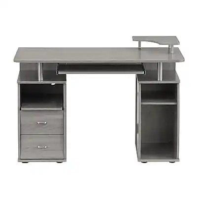 Front. Techni Mobili - Complete Computer Workstation Desk With Storage(RTA-8211-GRY) - Gray.
