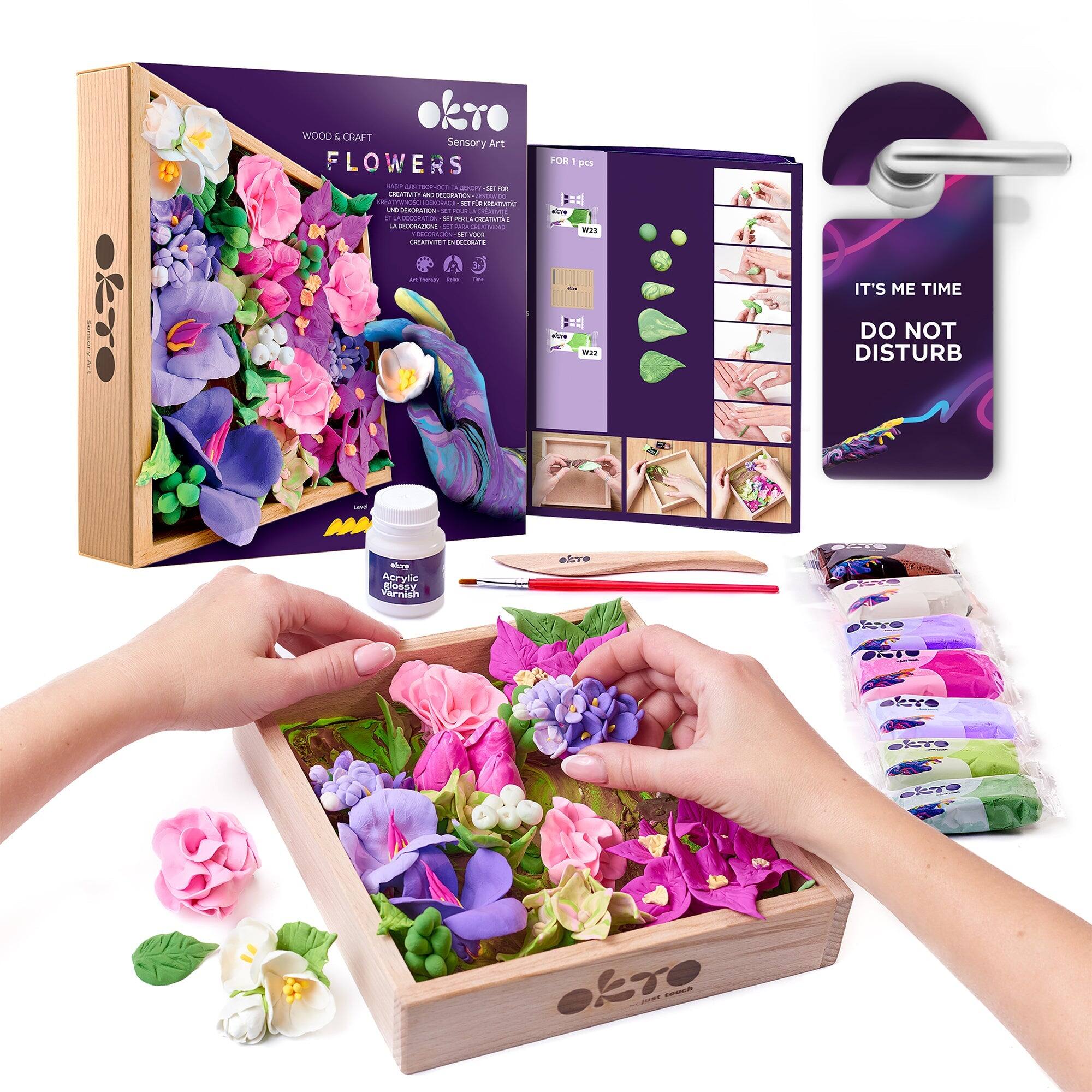 OKTO - Sensory Art 3D Woodcraft “Inspiration” – Flowers Craft Kit