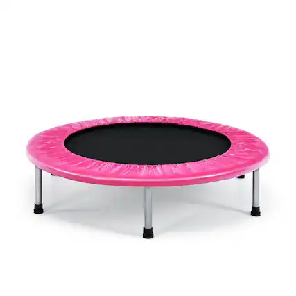 Front. Kadyn - Kids Trampoline, Outdoor Jumper,38 Inch Mini Folding Trampoline Portable Leisure Fitness Backboard-Pink.