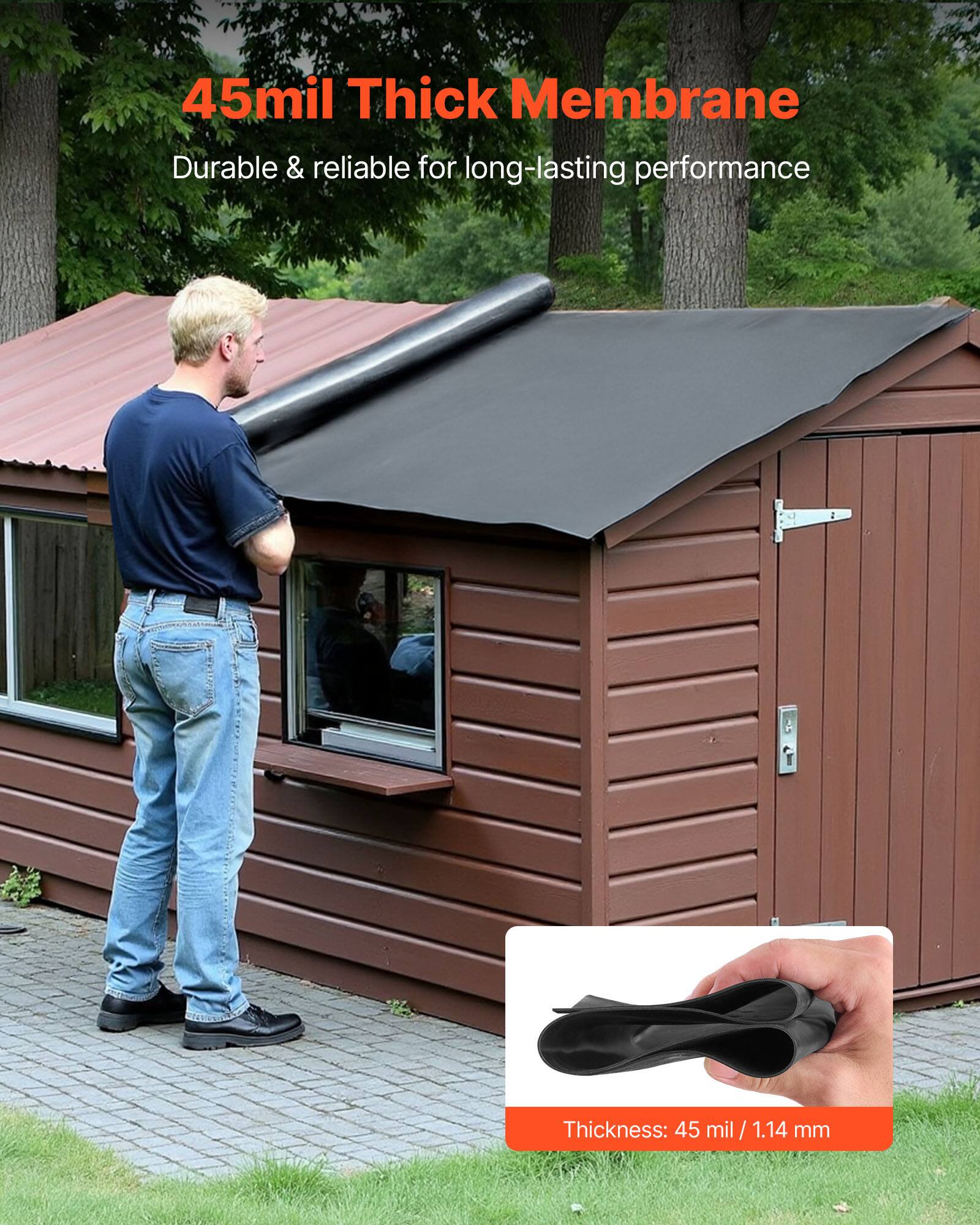 45mil Thick Membrane  
Durable & reliable for long-lasting performance  
Thickness: 45 mil / 1.14 mm