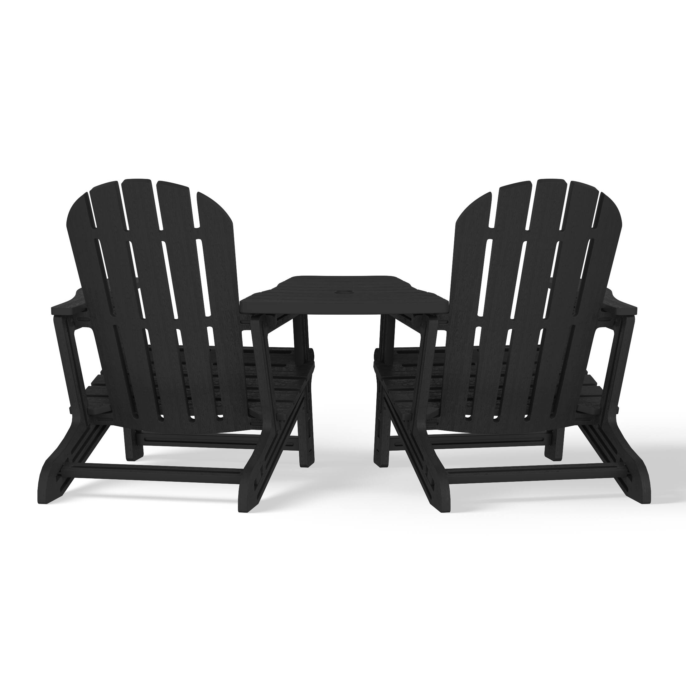Back. WestinTrends - WestinTrends Azura Outdoor HDPE Adirondack Chairs With Connecting Table Tray (Set of 2) - Black.