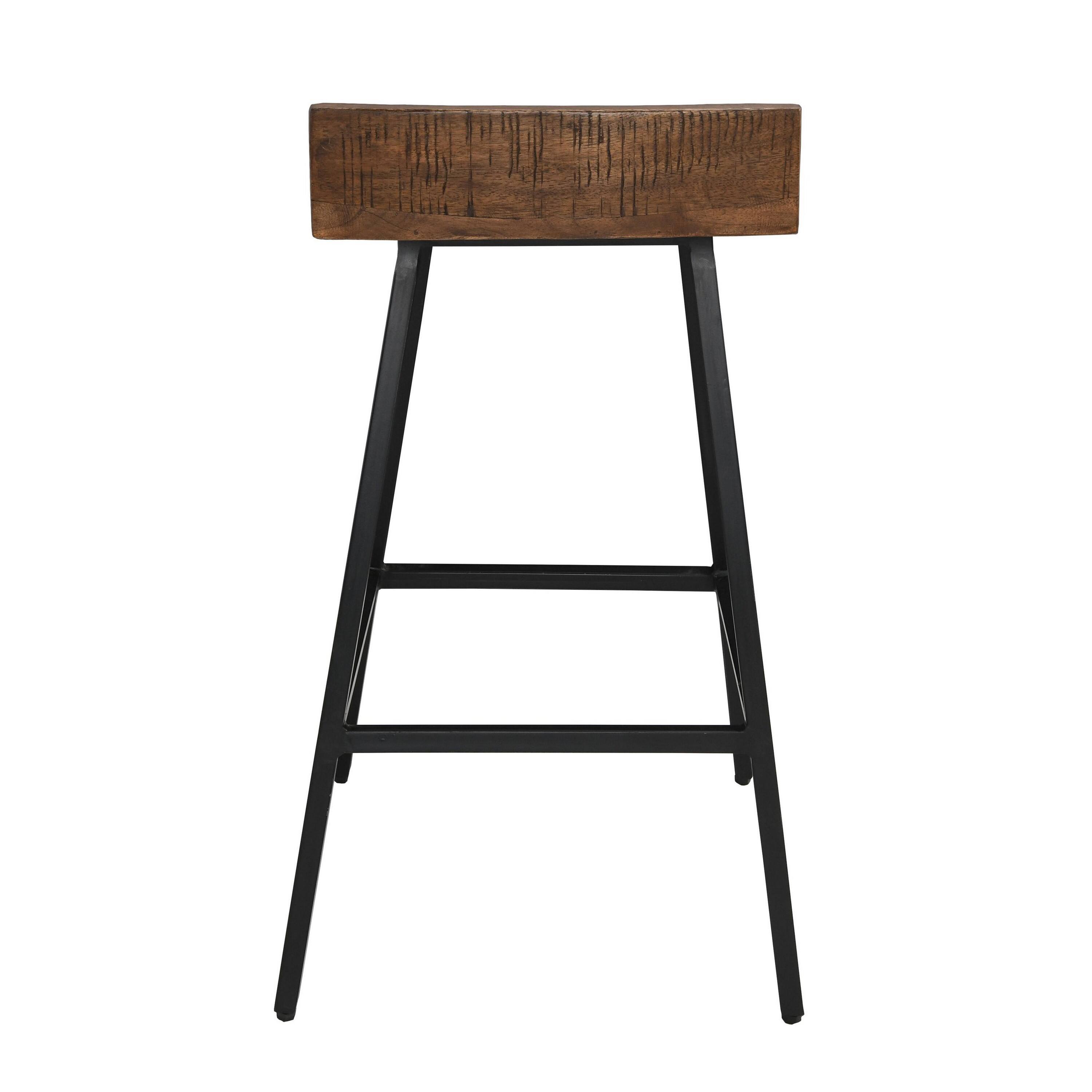 Alt View 1. Manhattan Lane - Counter Stool Chair Set of 2, Low Back,Iron Base, Mango Wood - Brown, Black.