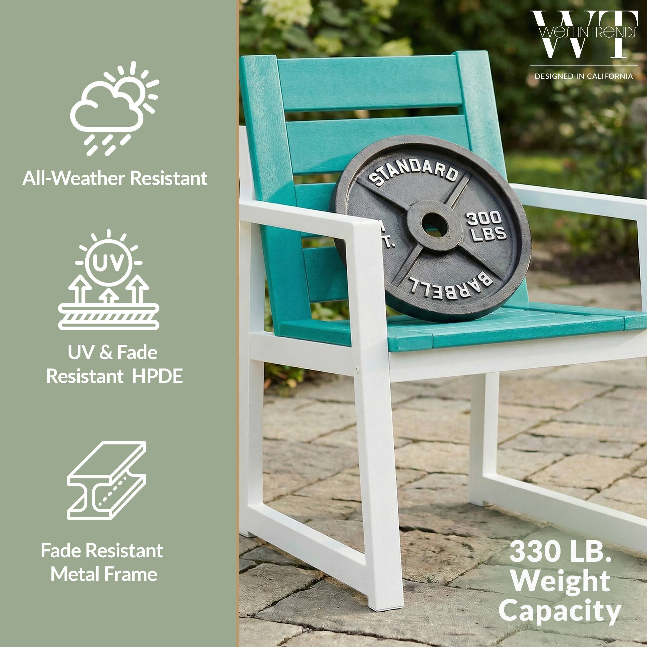 IXI WESTINTRENDS VVII  
DESIGNED IN CALIFORNIA  
All-Weather Resistant UV  
STANDARD 300 LBS BARBELL  
UV & Fade Resistant HPDE  
+ Fade Resistant Metal Frame  
330 LB. Weight Capacity