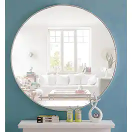 Elegant Decor - Metal frame Round Mirror 48 inch finish - Silver