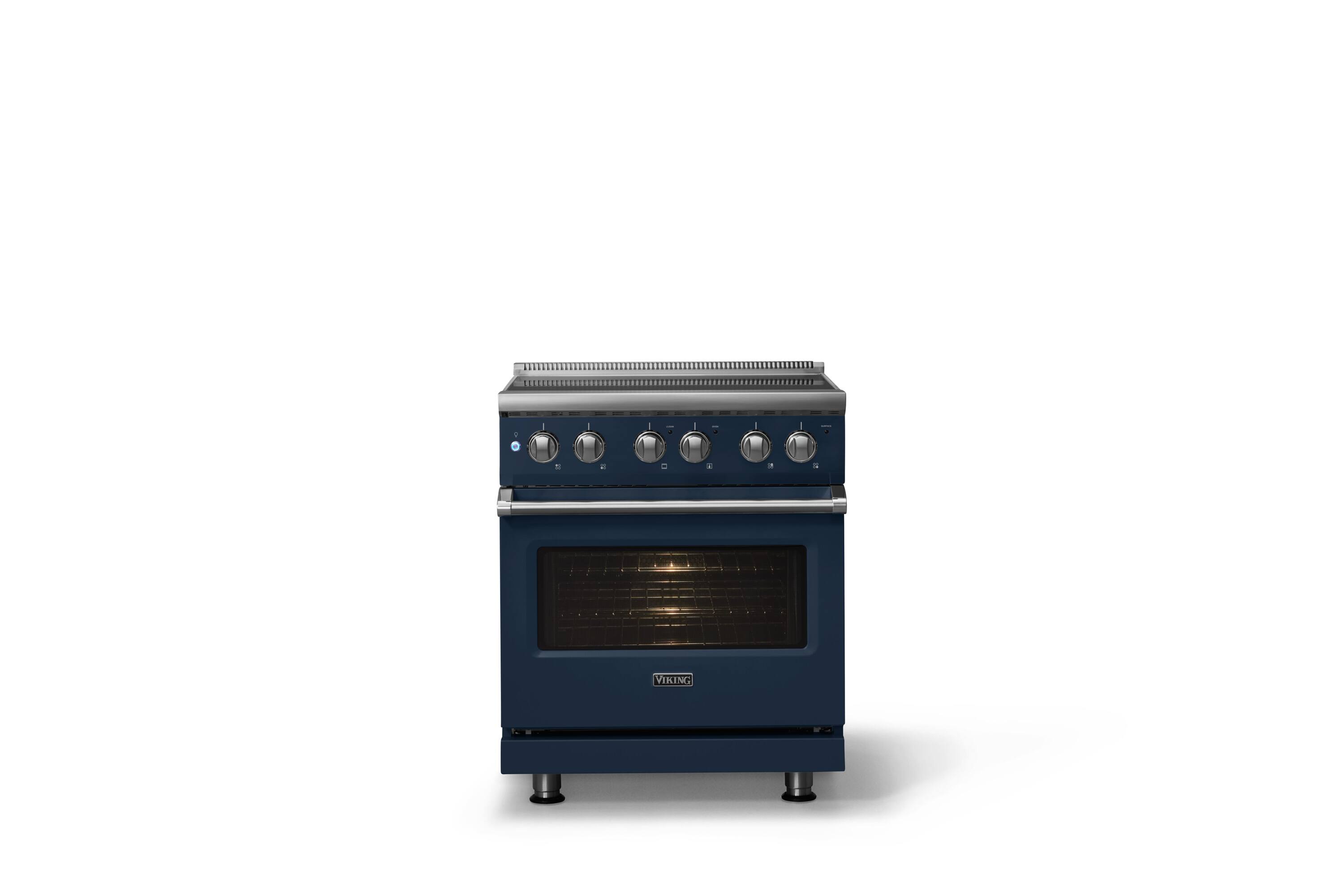 Alt View 2. Viking - 30 in. Wide 4 Elements Pro 5 Series 4.7 Cu. Ft. Freestanding Electric Convection Range - Slate Blue - Slate Blue.