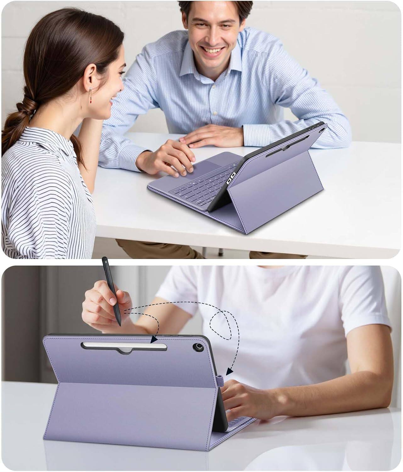 Alt View 5. Fintie - Protective Portfolio Case for Microsoft Surface Pro 12 inch 1st Edition 2025 Multi-Angle Viewing Business TPU Back Cover - Lilac Purple.