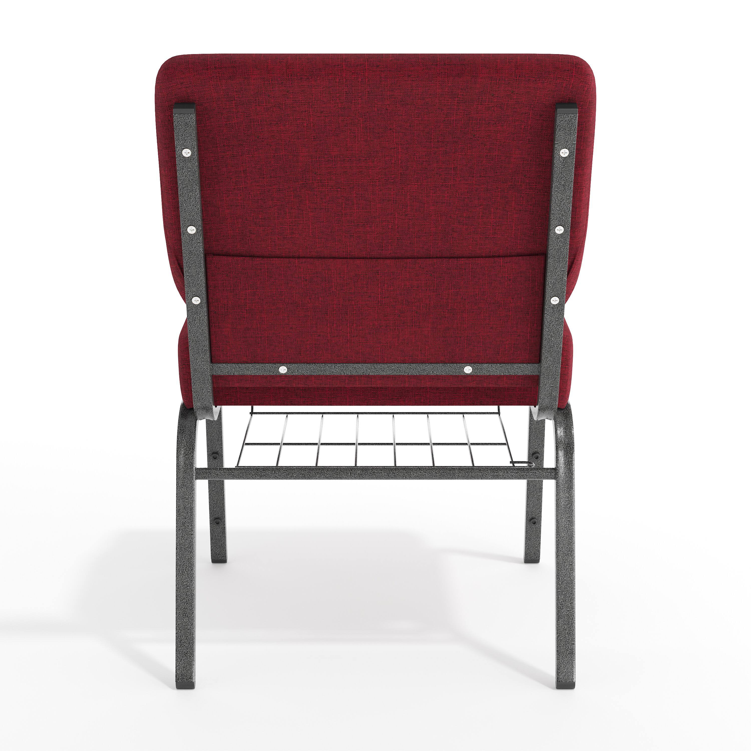 Alt View 7. Emma + Oliver - 21"W Church/Reception Guest Chair with Communion Cup Book Rack - Crimson Fabric/Silver Vein Frame.