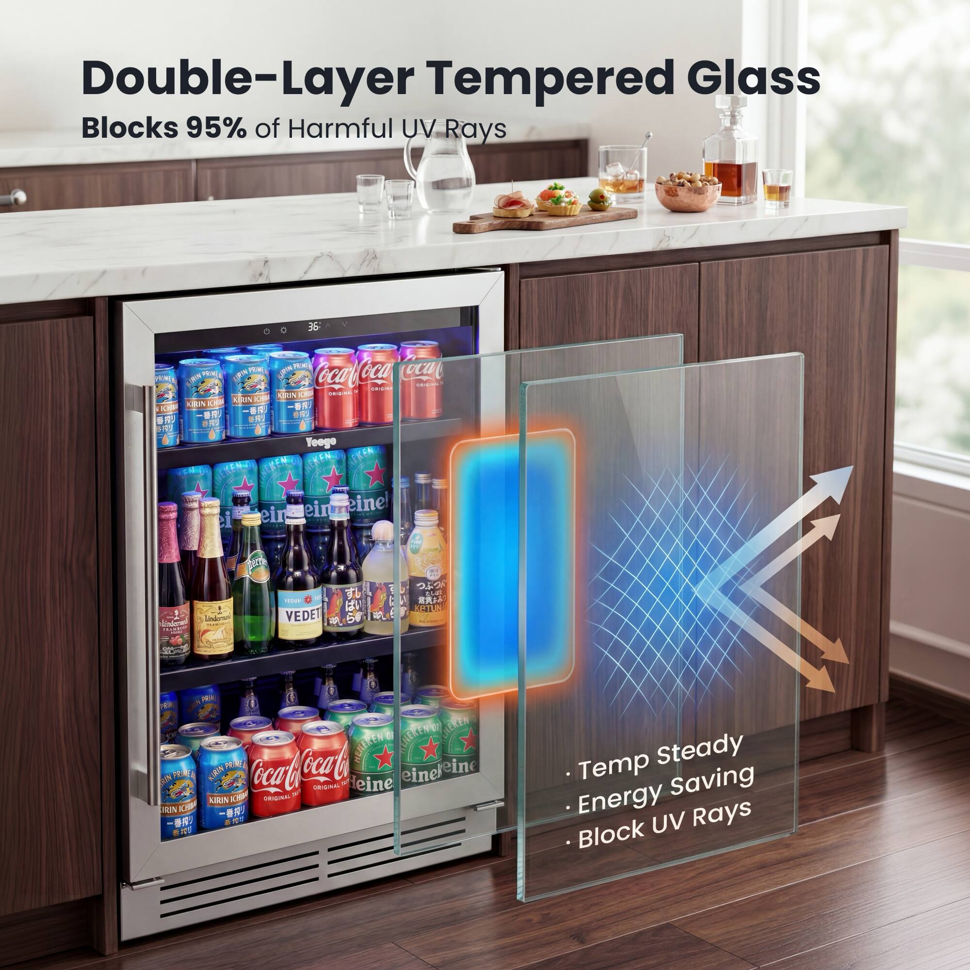 Double-Layer Tempered Glass  
Blocks 95% of Harmful UV Rays  

- Temp Steady  
- Energy Saving  
- Block UV Rays