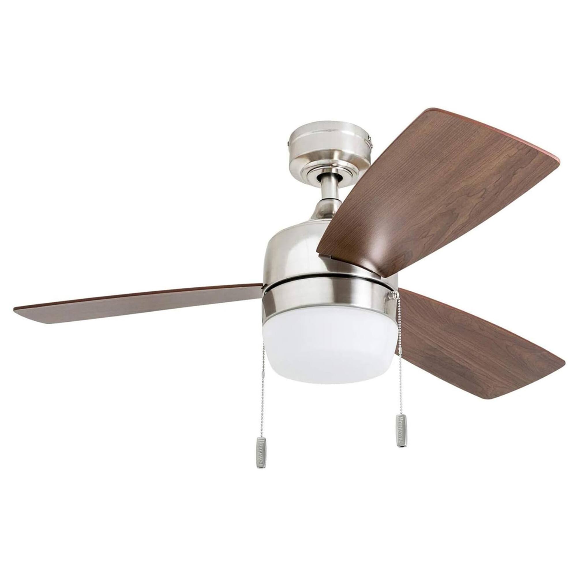 Front. Honeywell - Honeywell Barcadero 44" Indoor LED Ceiling Fan with Pull Chain, Brushed Nickel - Brushed Nickel.