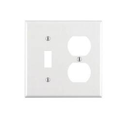 Leviton - 2-Gang Wall Plate, 1 Toggle / 1 Duplex, Plastic - White
