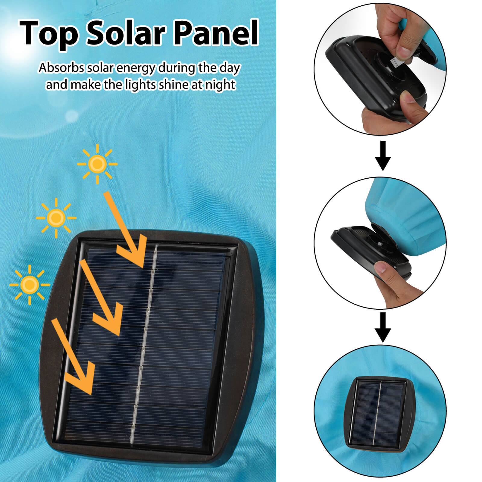 Top Solar Panel  
Absorbs solar energy during the day and makes the lights shine at night