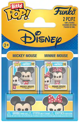 Bitty POP! Funko 2 PC/PZ VINYL FIGURES FIGURINES EN VINYLE FIGURAS DE VINIL 3+ Disney MICKEY MOUSE MINNIE MOUSE Bitty POP! MICKEY 1187 AND FRIENDS Bitty POP! MICKEY 1188 AND FRIENDS MICKEY MOUSE FIGURE MINNIE MOUSE FIGURINE IN VTL FIGURA DE ! WARNING:CHOKING HAZARD ! ATTENTION:D DANGER DTOUFFEMENT ! ADVERTENCIA: PELIGRO DE ASFINA Small parts. Not suitable for children under 36 months. Pettes pieces. Ne convent pas aux entants de moins de 36 nos, Partes pequertas No eS adecuado para nos menores de 36 meses