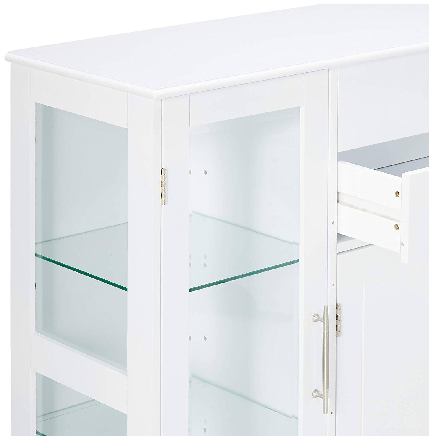 Angle. Kings Brand Furniture - Kings Brand Furniture Santi 4-Door Buffet Display Cabinet, White - White.