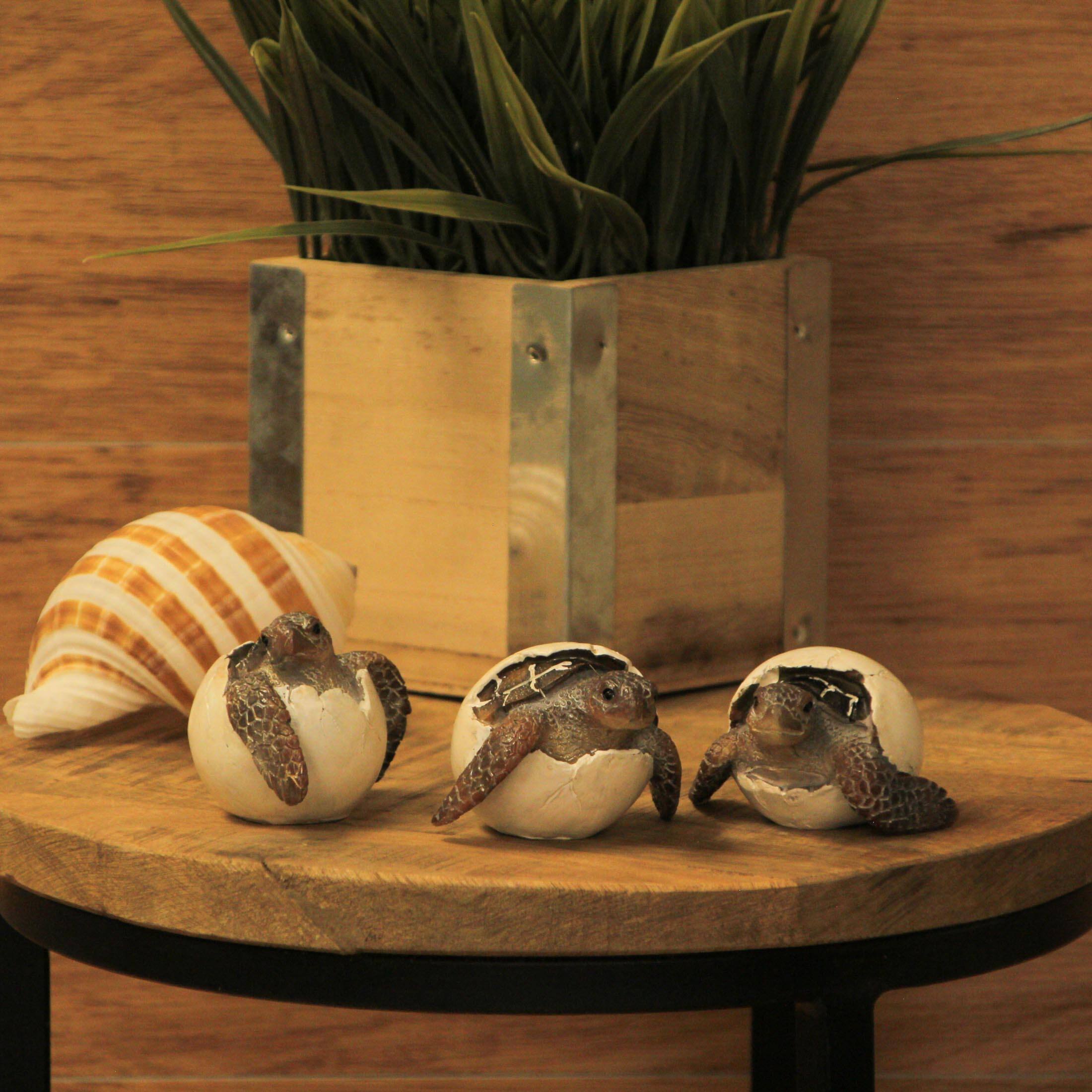 Alt View 3. Things2Die4 - Set of 3 Hand-Painted Resin Hatching Sea Turtle Minifigures-2.75 Inches Diameter - Multicolored.