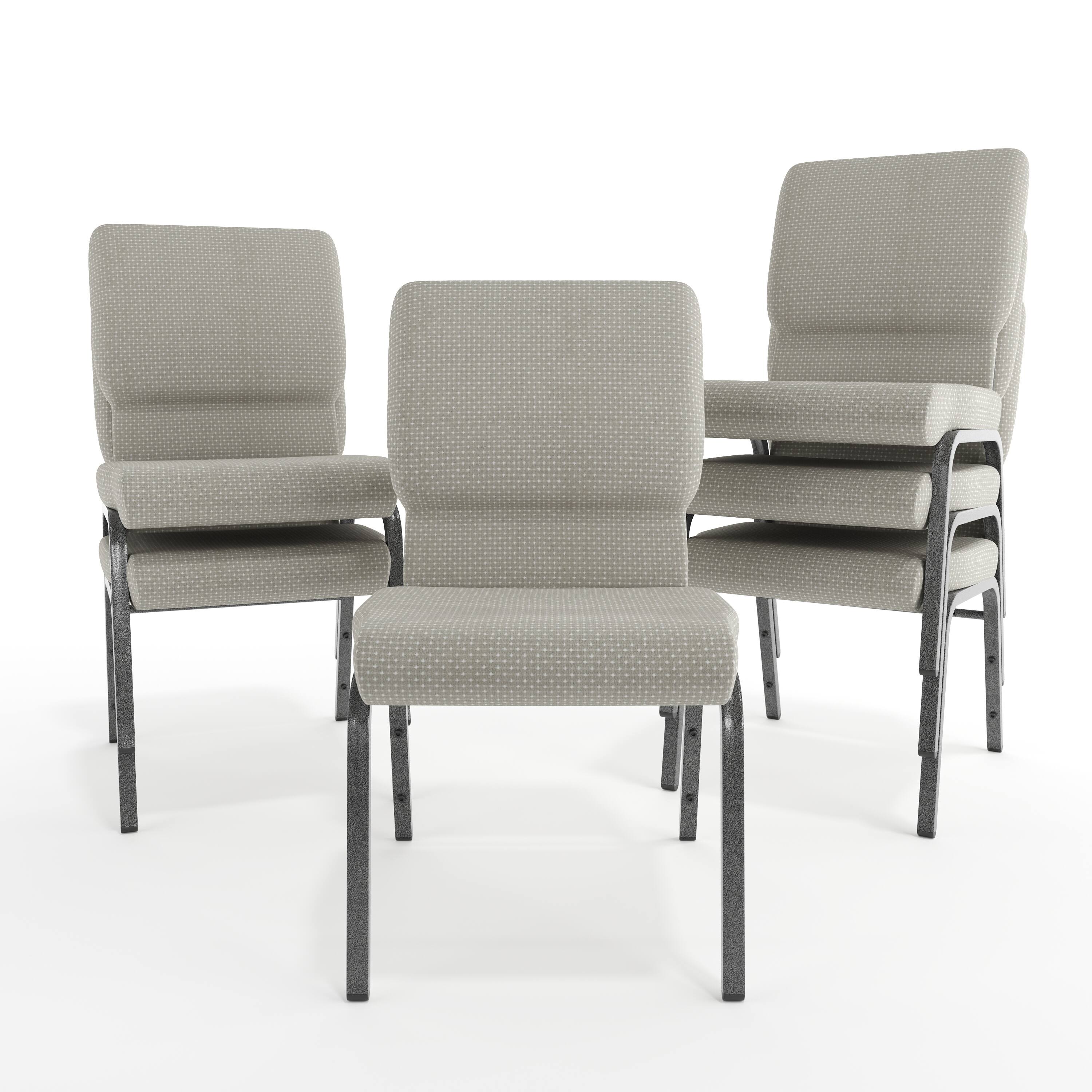Alt View 10. Emma + Oliver - 18.5"W Stackable Church/Reception Guest Chair - Gray Dot Fabric/Silver Vein Frame.