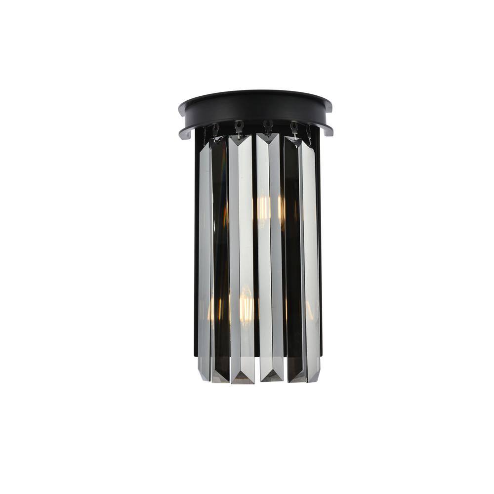 Angle. Urban Classic - Sydney 2 light Matte Black Wall Sconce Silver Shade (Grey) Royal Cut Crystal - Matte Black.