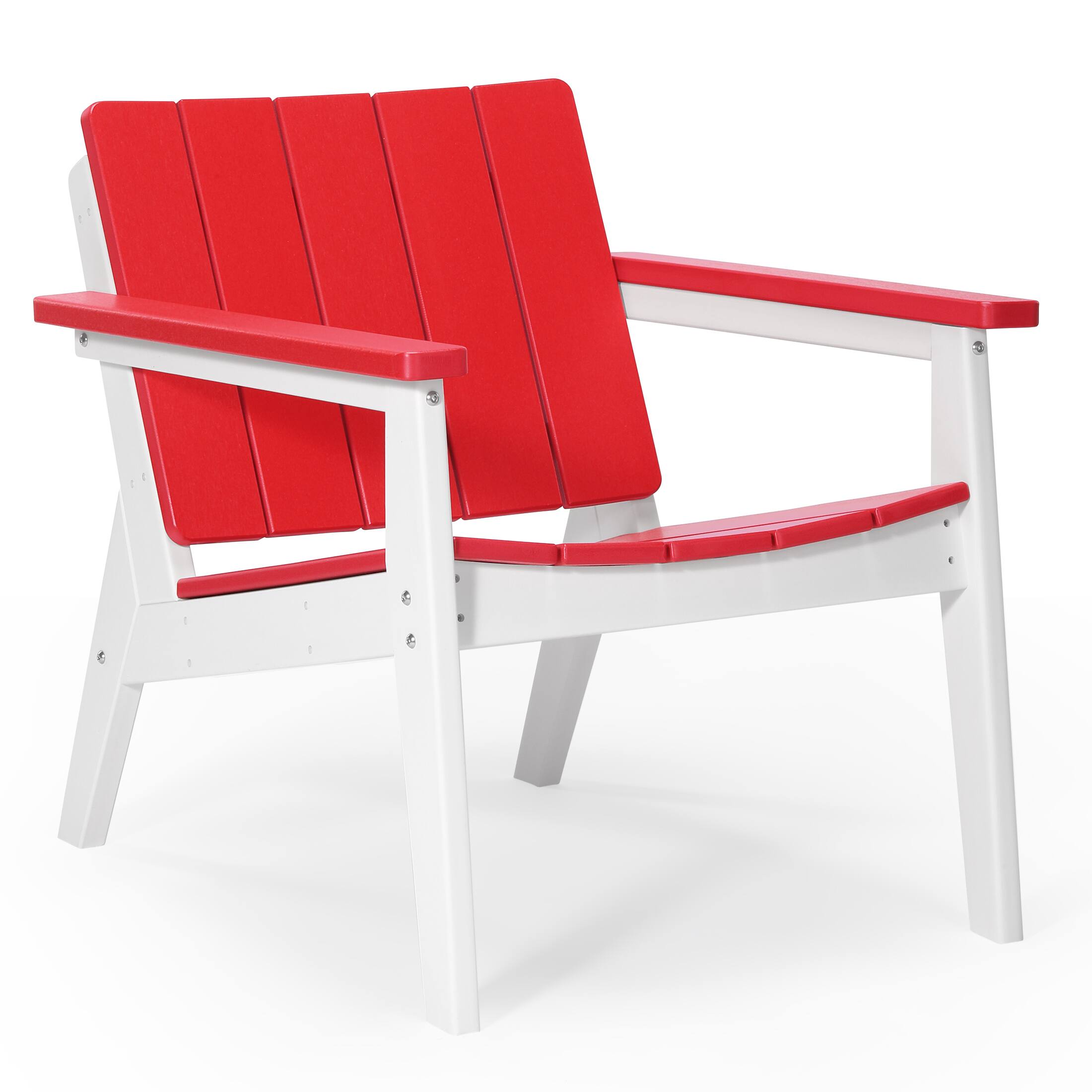 Left. WestinTrends - WestinTrends Pacifica 3-Piece Outdoor HDPE Conversation Set with Deep Seating Chairs and Round Side Table - White/Red.