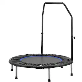Ainfox - 40inch Foldable Mini Trampoline Fitness Rebounder with Adjustable Foam Handle - Blue