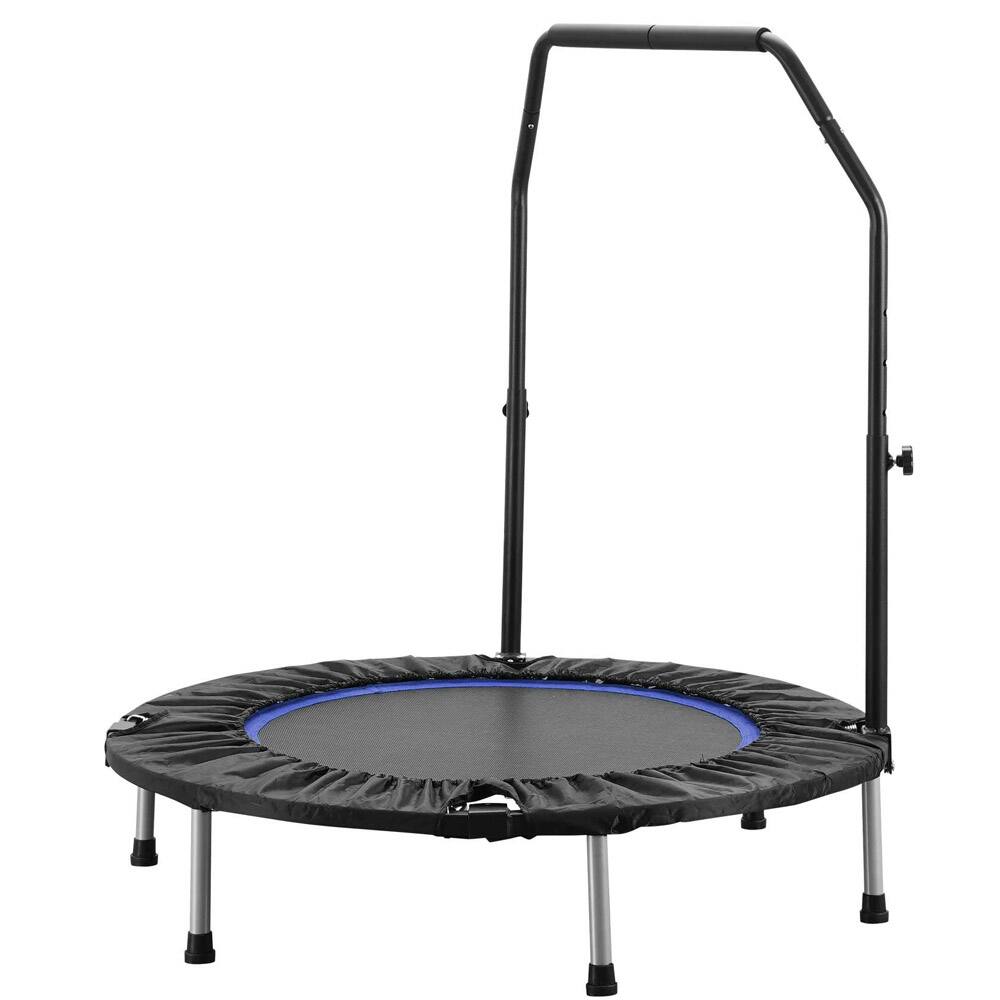 Front. Ainfox - Ainfox 40inch Foldable Mini Trampoline Fitness Rebounder with Adjustable Foam Handle - blue.