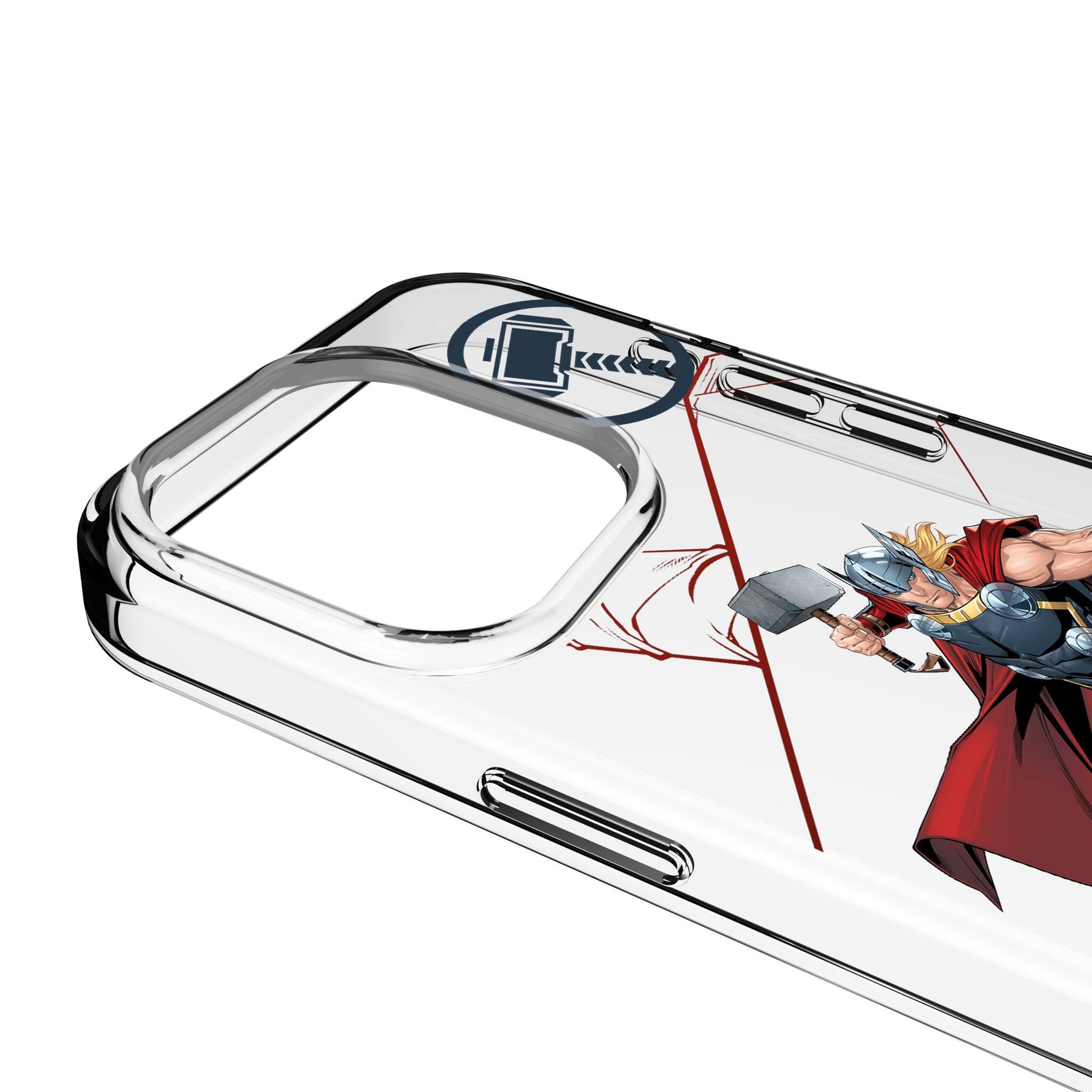 Left. Keyscaper - Marvel MechLine Clear Phone Case - Apple iPhone 16 Plus - Thor.