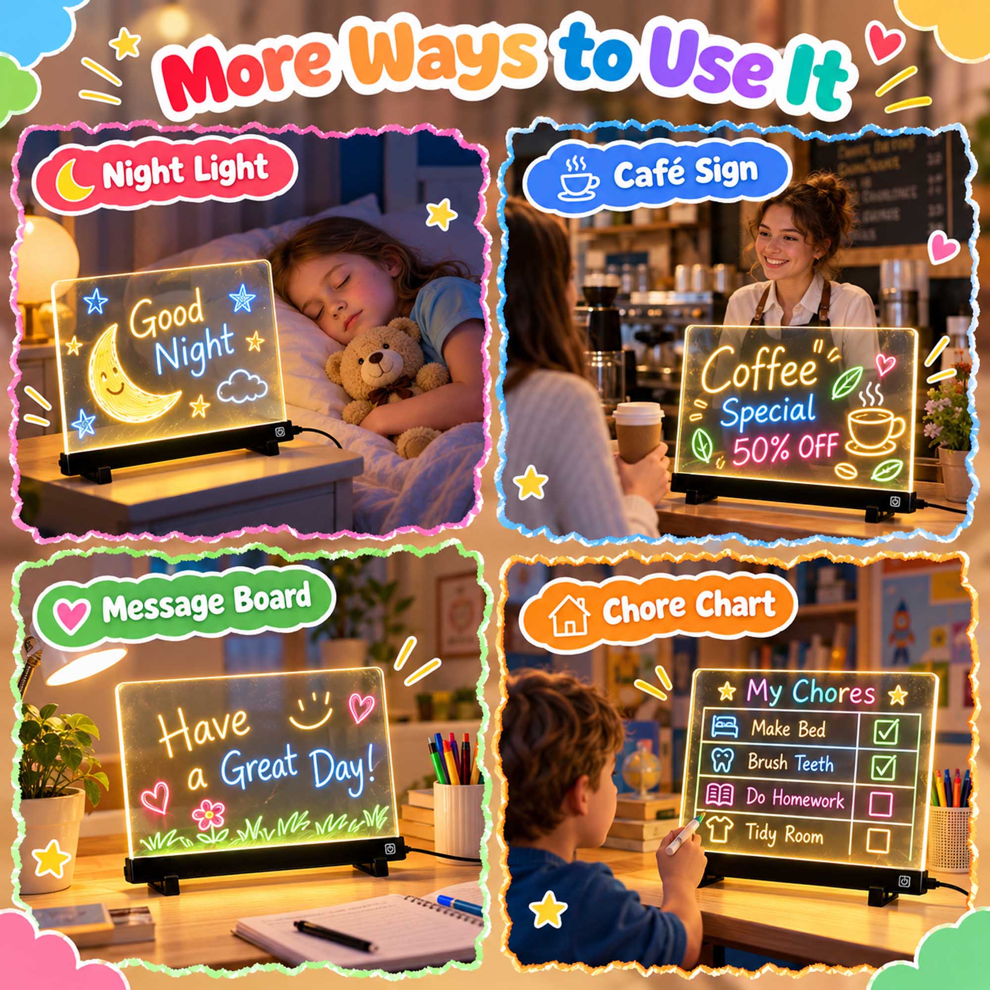 Rossetta 17 Inch LED Drawing Board with 7 Markers 4 Light Modes Tracing ...