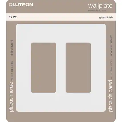 LUTRON wallplate
no visible screws
gloss finish
claro
plaque murale non vis apparentes
placa de pared sin tornillos visibles
finition lustrée
acabado brillante
