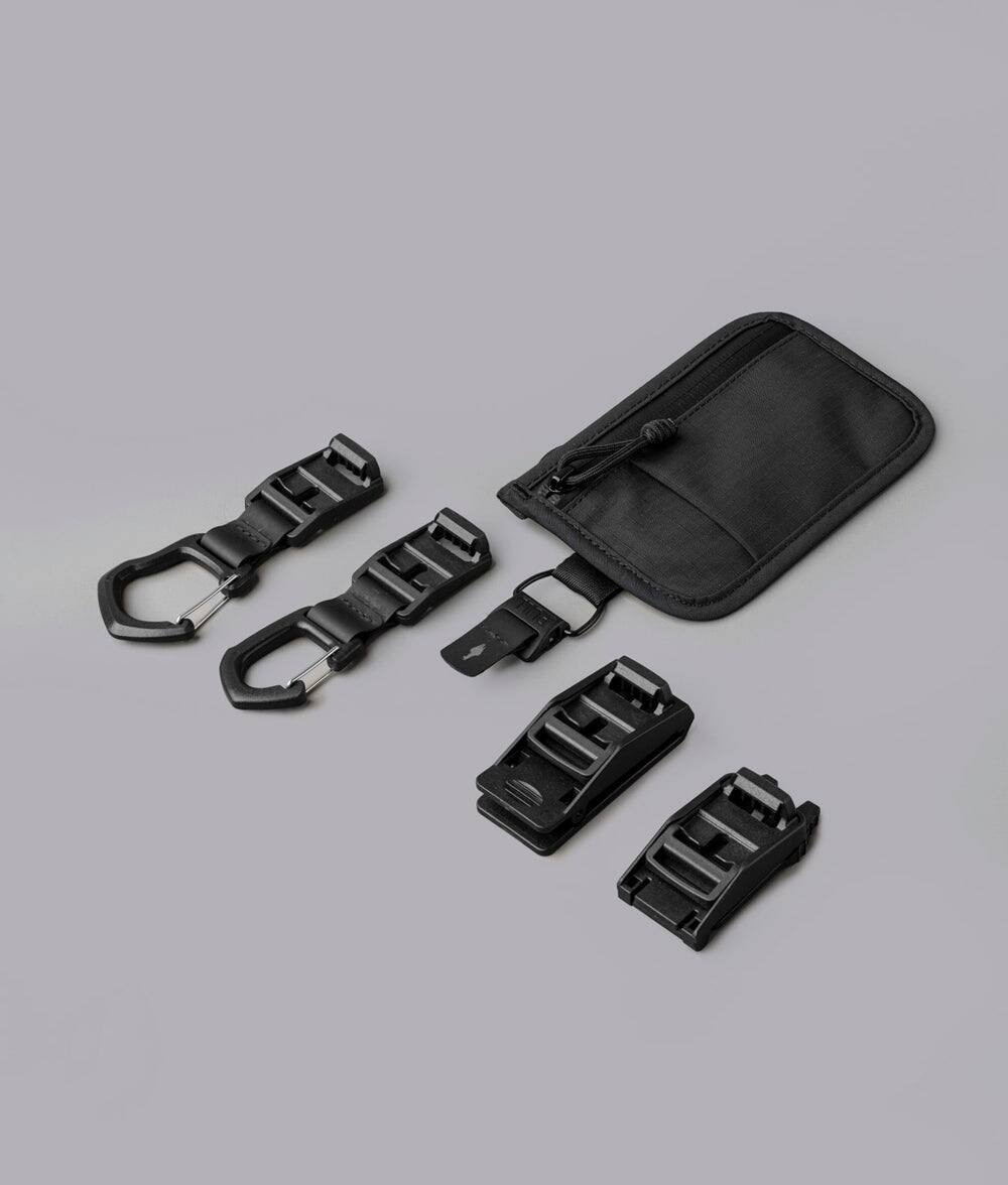 Alt View 9. ALPAKA - Stash Pouch with 2 Zipper Pockets, Card Slot, Stretch Back Panel, YKK AquaGuard Zipper, HUB Compatible - Black Axoflux 210D.