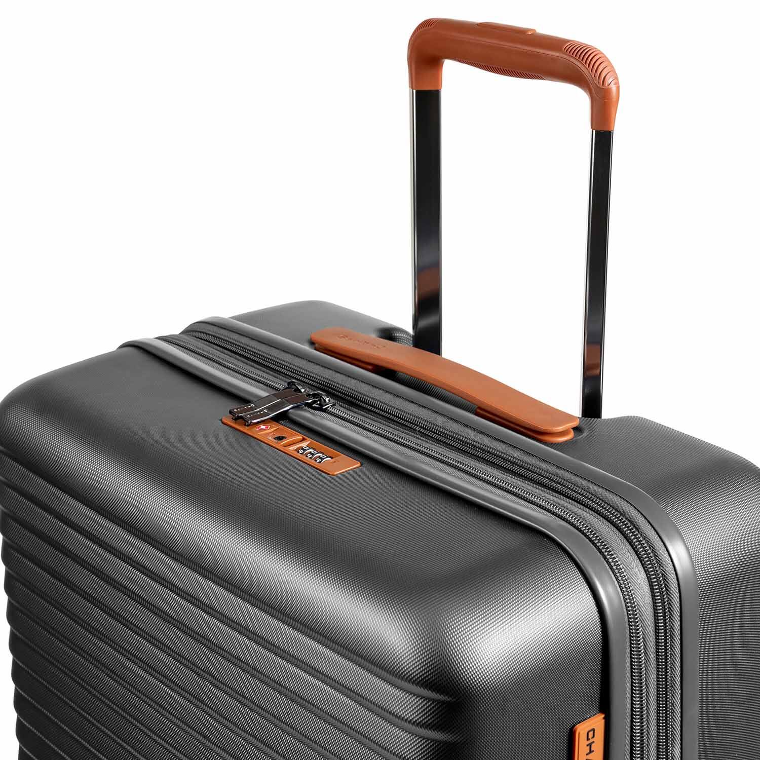 Left. Champs - Vintage II Collection Medium Luggage Case - Grey.