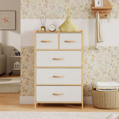Gymax 5 Drawer Bamboo Chest of Drawers Storage Organizer Unit for Gymax 5 Drawer Bamboo Chest of Drawers Storage Organizer Unit for