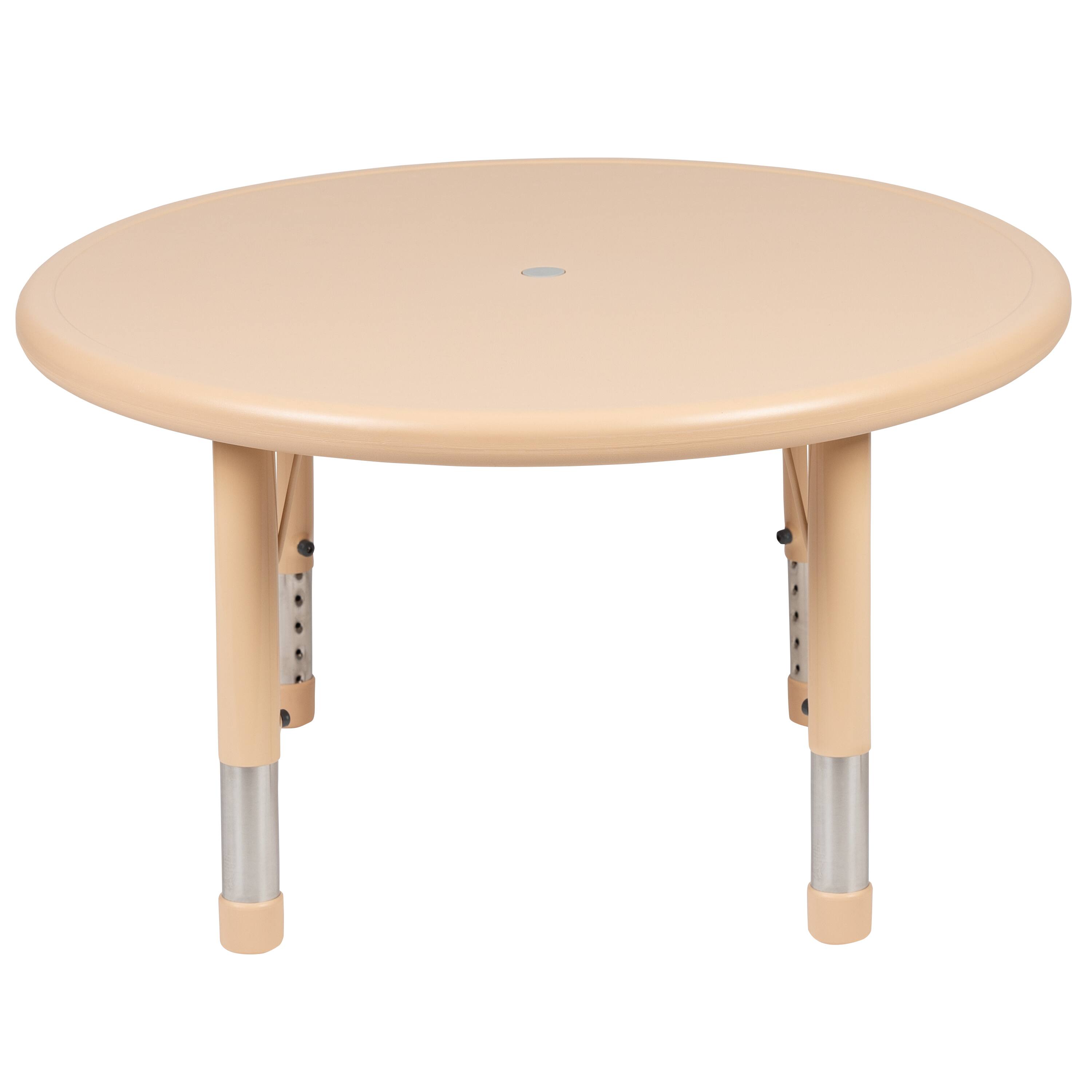 Alt View 5. Emma + Oliver - 33" Round Plastic Height Adjustable Activity Table - Natural.