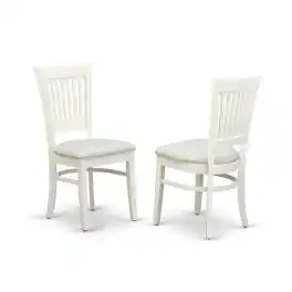 East West Furniture - Dining Table- Table Leg Dining Chairs - Linen White