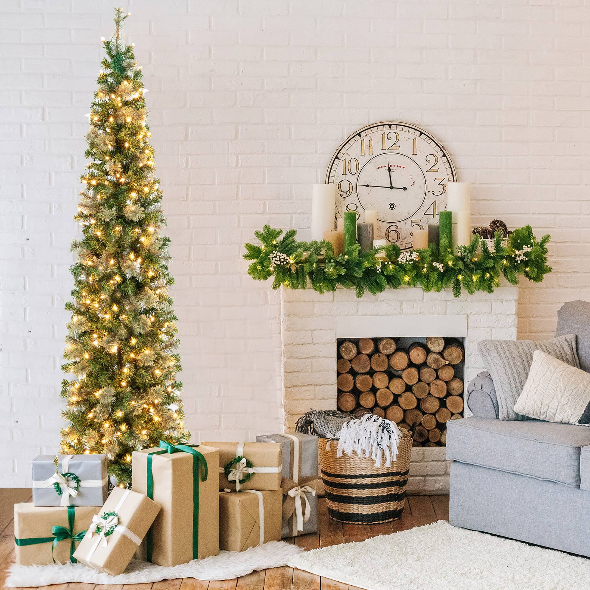 Alt View 2. Gymax - Gymax 7FT Pre-lit PVC Half Christmas Tree Pine Needle Lamp Tree w/ Branch Tips & Lights - Green.