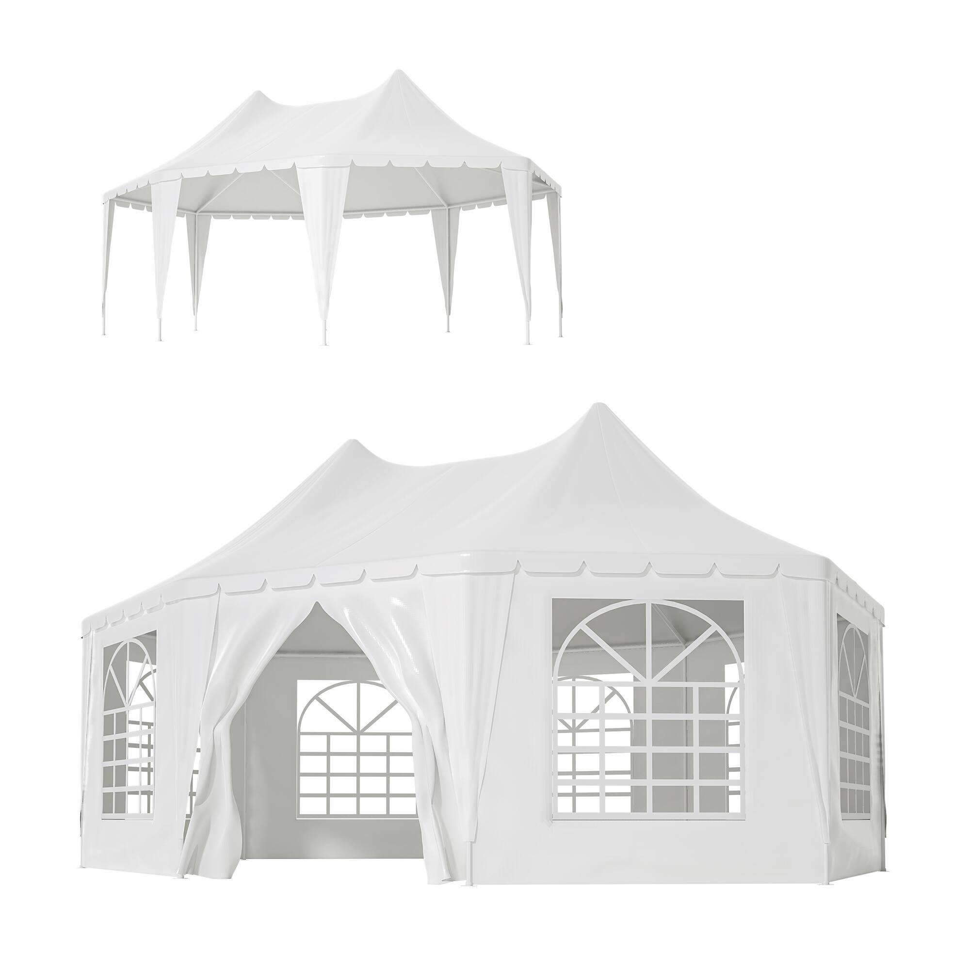 Alt View 6. Mondawe - 20x15 ft Outdoor Gazebo Pavilion Shelter Tent with 1 Doors and 7 Windows - White.