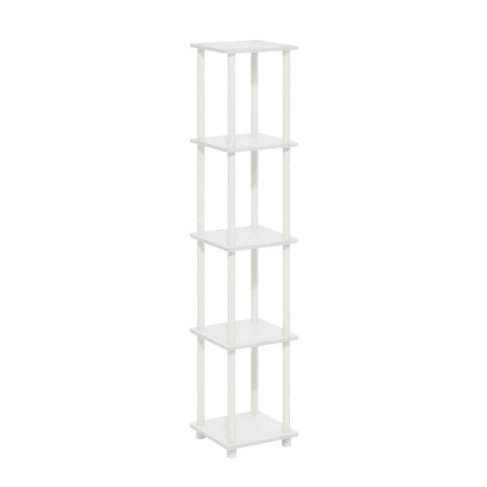 Front. FurniFact - Engineered Wood Bookcase with Tall Storage and Stylish Finish - White/White.