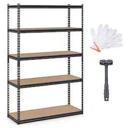 Gymax - 5-Tier Garage Shelving Unit 2200 LBS Heavy Duty Metal Storage Shelves for Pantry Black - Black