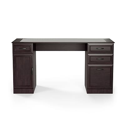 Front. Staples - Staples Kendall Park 58.5"W Double Pedestal Desk, Cherry (52105) - Cherry.